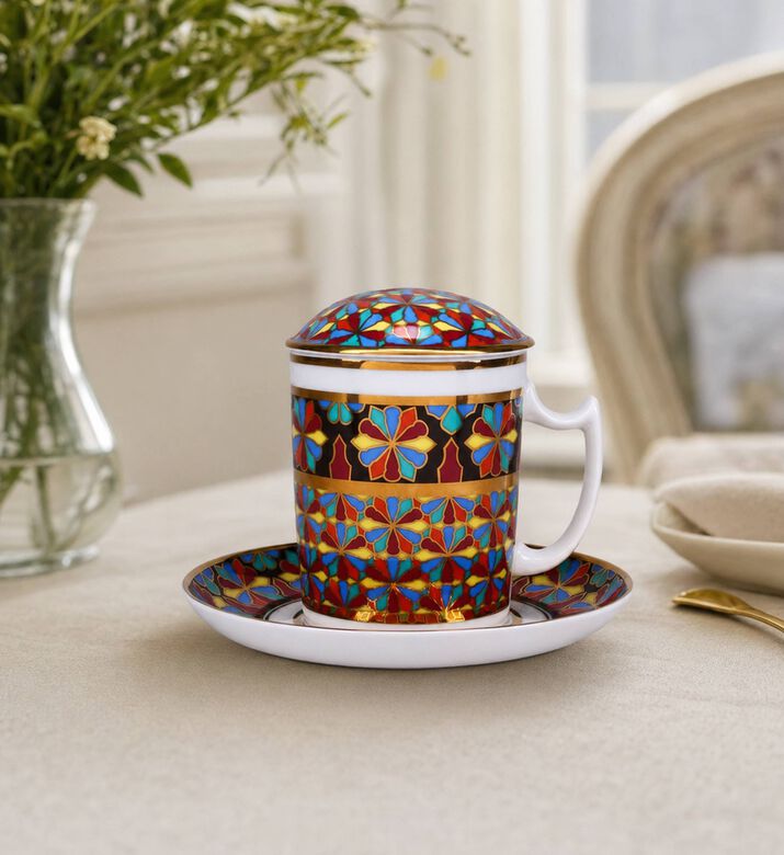 Imperial Gothic Snowy Morning Mug Saucer, Model View