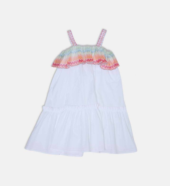 فستان بوبلين بشعار مطرز بخطوط متعرجة