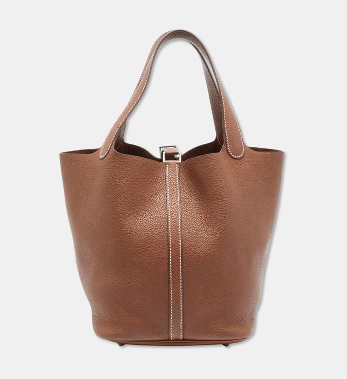 Hermes Preowned Hermes Picotin Lock 22 Fauve Barenia Faubourg Leather Tote, Packshot View