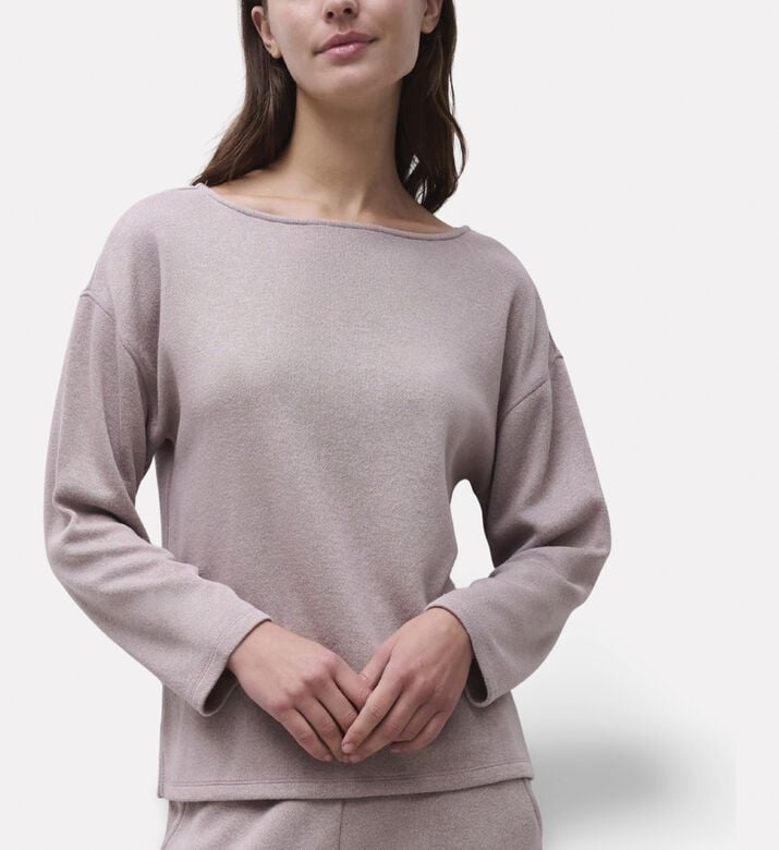 Chantelle Soft Knit Long-sleeve Lounge Top, Beige, M, Model View