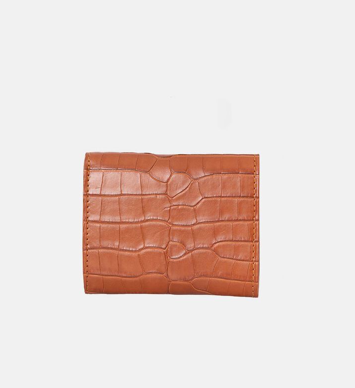Camille Fournet Alligator Calfskin Matte Coin Purse, Brown, Packshot View Camille Fournet Alligator Calfskin Matte Coin Purse, Brown, Packshot View