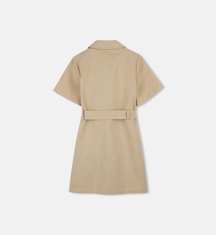 فستان قصير الأكمام بصفي أزرار