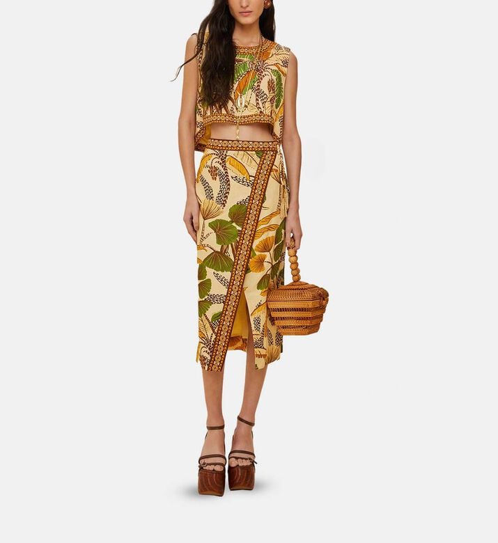 Foliage Sketch Tropical-print Skirt
