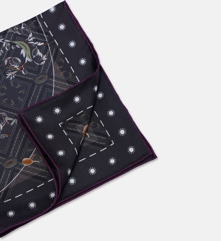 The Zeituna The Guardians Dark Dotted Borders Square Silk Scarf, Packshot View