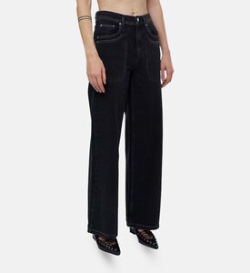 Ba and Sh Slip Pockets Wide-leg Denim Pants, Model View