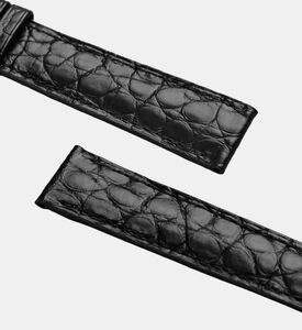 Camille Fournet Satinated Round Scale Watch Strap, Black, Packshot View