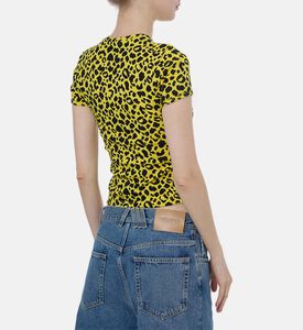 تيشيرت مزين بحجر الراين بنقشة جلد الفهد