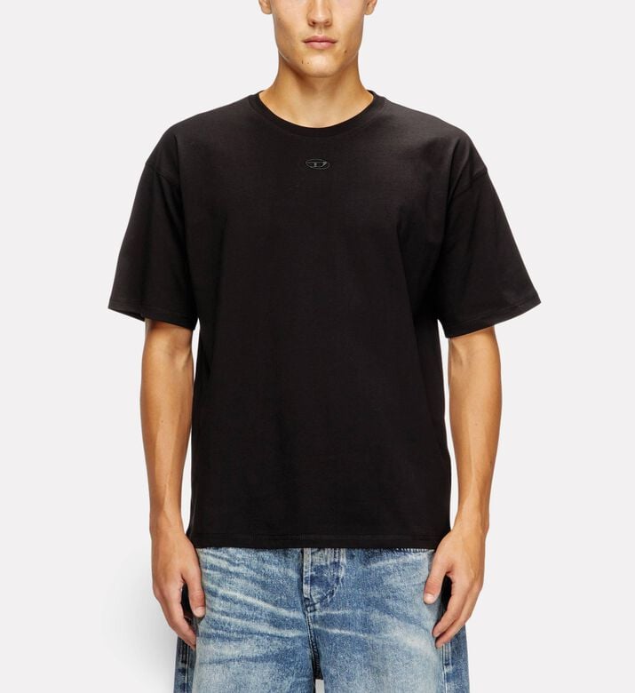 Diesel Rubberized Logo Cotton Crewneck T-shirt, Model View
