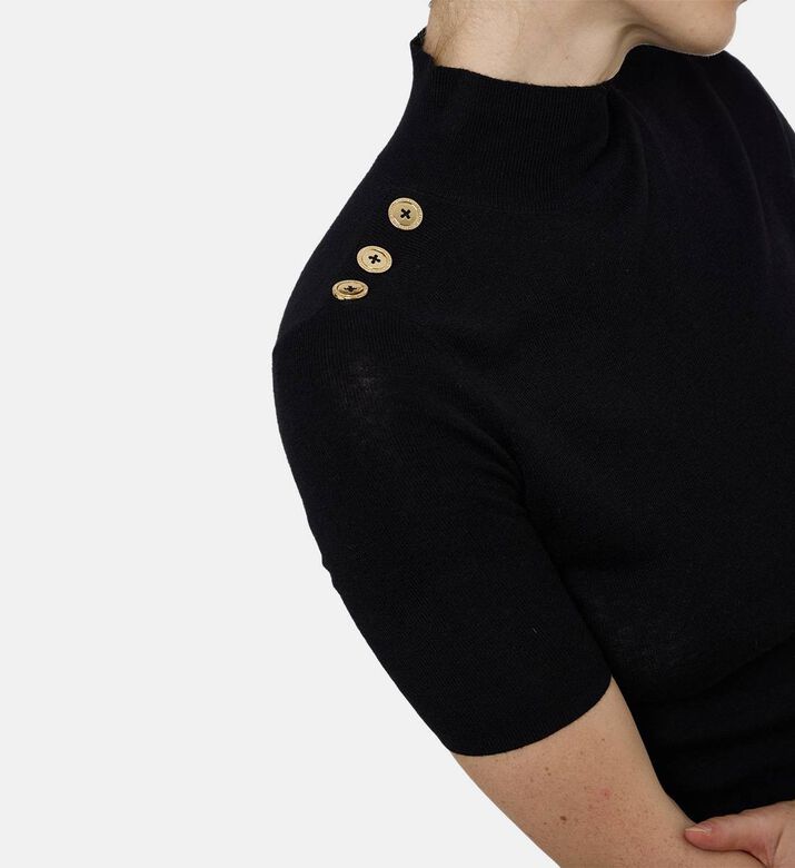 Edward Achour Paris High Neck Short-sleeve Top, Model View Edward Achour Paris High Neck Short-sleeve Top, Model View