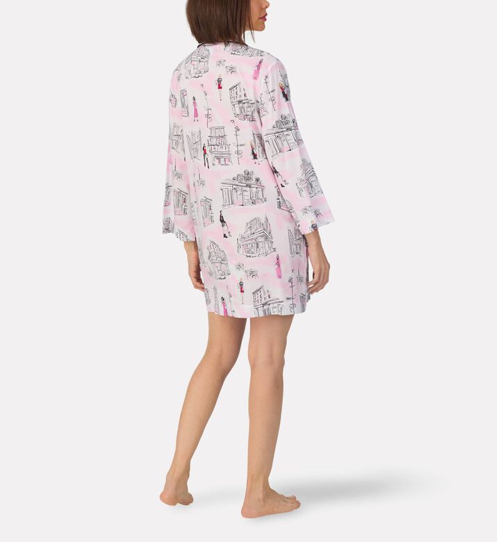 DKNY Cotton-blend Contrast Trim Mini Sleepshirt, Model View
