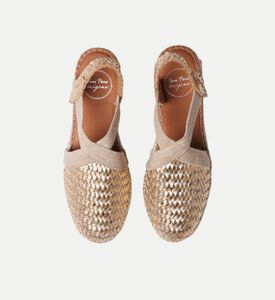 Toni Pons Siracusa Leather Raffia Low-wedge Closed-toe Espadrille, Light-gold, Eu-35, Packshot View
