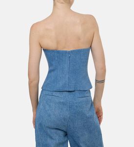 Rowen Rose Ruched Sleeveless Denim Corset, Model View