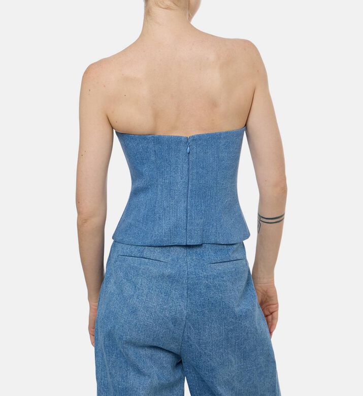 Rowen Rose Ruched Sleeveless Denim Corset, Model View