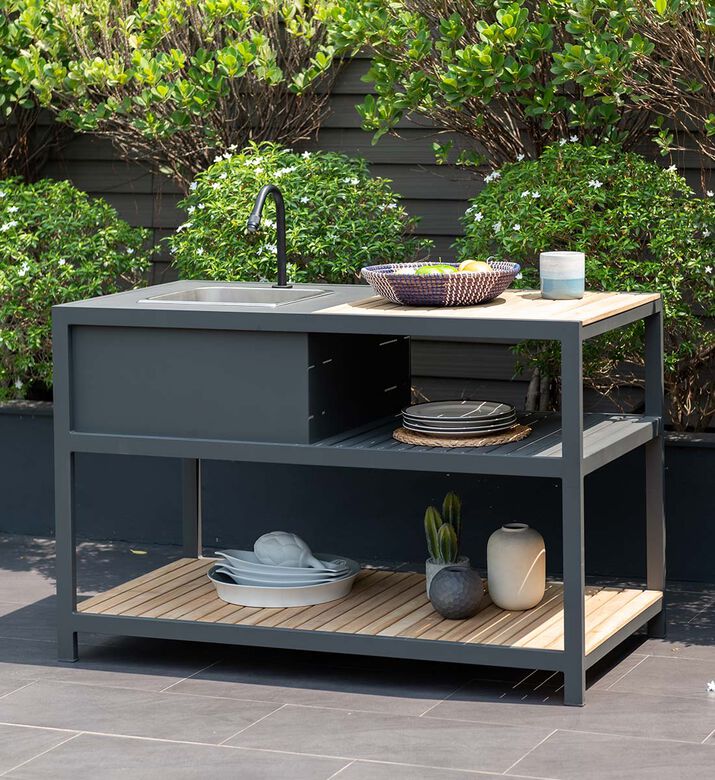 طاولة مطبخ خارجية من خشب الساج العنبر