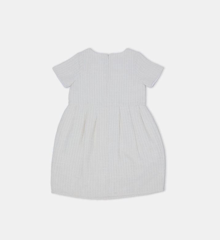 Tweed Short-sleeves Pleated Dress