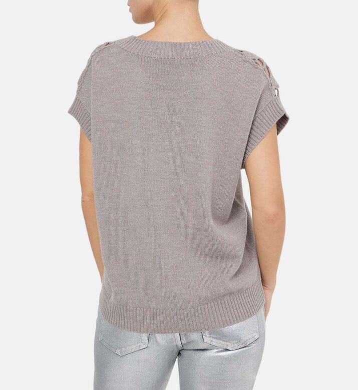 Wool Lace-shoulders V-neck Vest