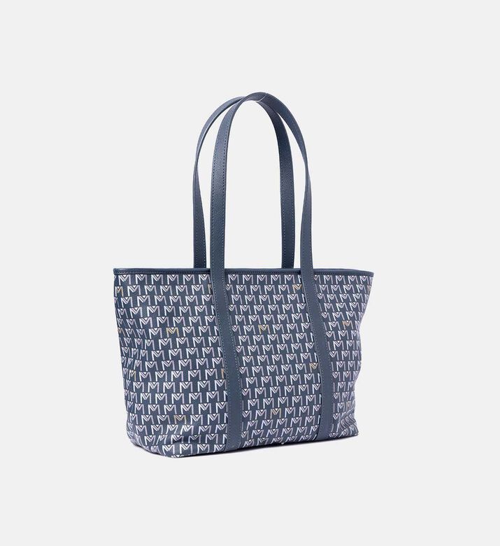 Maya.M All-over Monogram Medium Zip Tote Bag, Navy, Packshot View