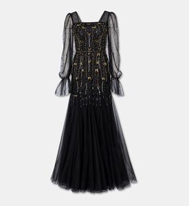 Suzy Matar Rhinestone Embellished Flared Tulle Dress, Packshot View