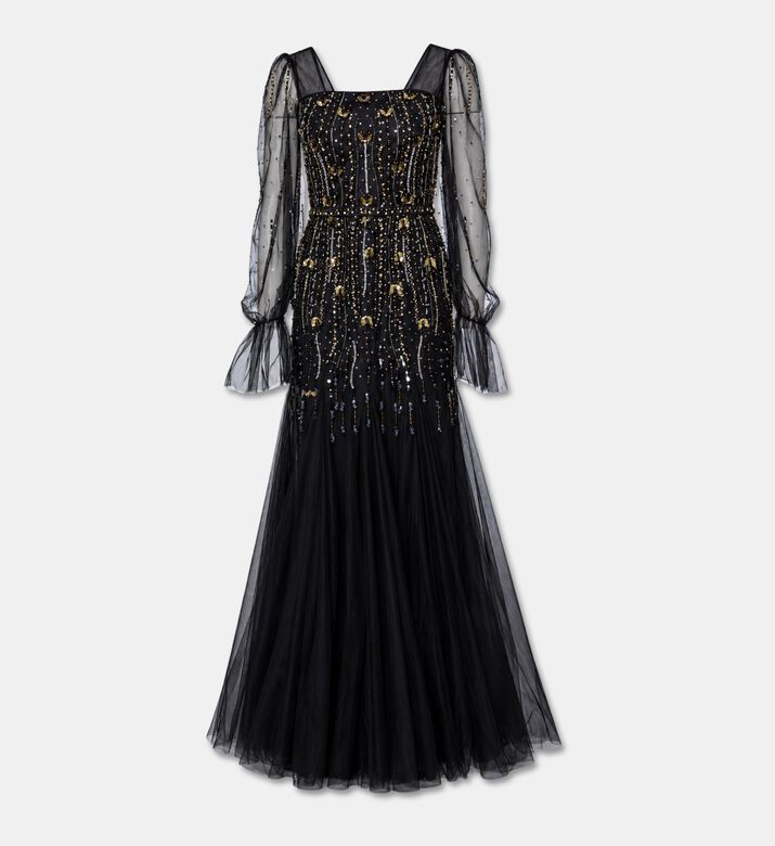 Suzy Matar Rhinestone Embellished Flared Tulle Dress, Packshot View