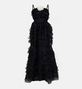 فستان مكشكش بدون أكمام تول