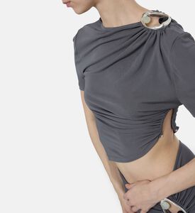 Christopher Esber Sculptural Hardware Ruched Dress, Model View