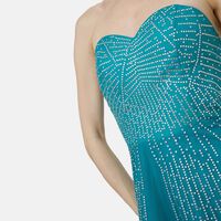 Turquoise Rhinestone Embellished Long Dress