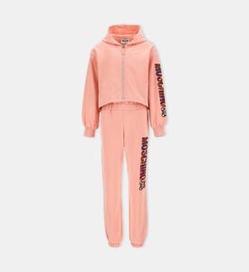 طقم بدلة رياضية بلوغو للبنات الصغيرات