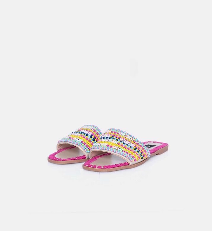Multicolor Beaded Strap Sandals