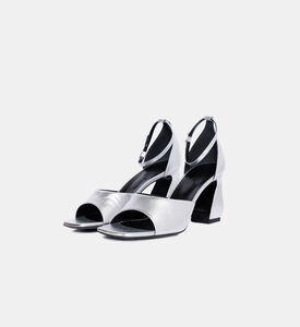 صندل بكعب عالي ميتاليك مفتوح من الأمام