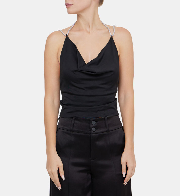 بلوزة كورال كريستال بياقة مطوية بلوزة كورال كريستال بياقة مطوية