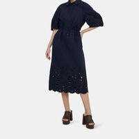 Cutwork Short Sleeve Midi Dress