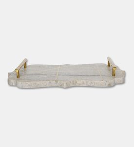 Tohfa Luxe Brass-inlaid Marble Serving Tray, Packshot View