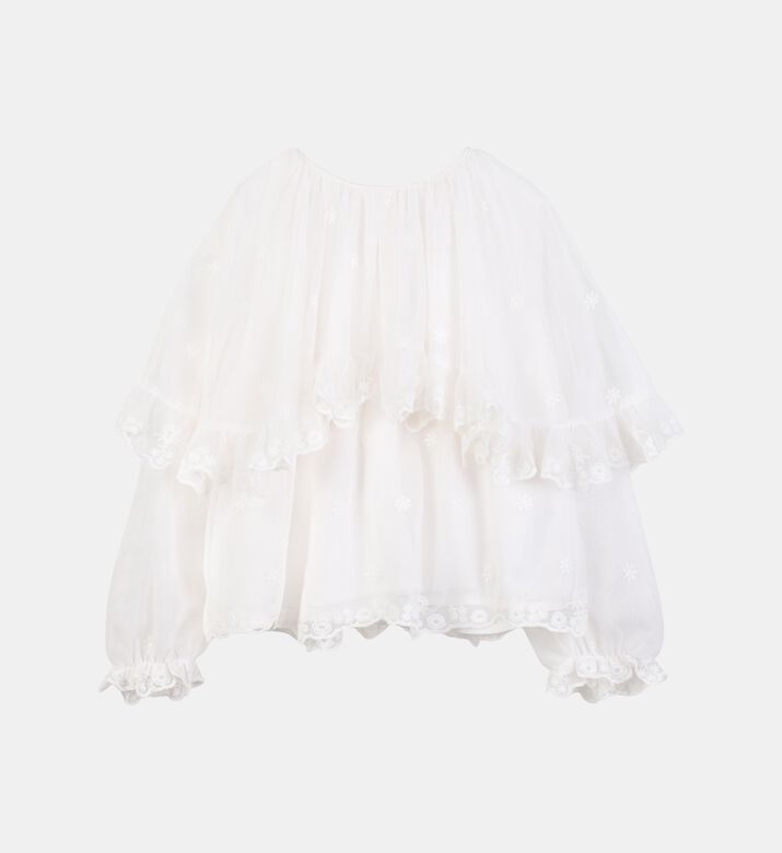 Lace-trims Ruffled Blouse