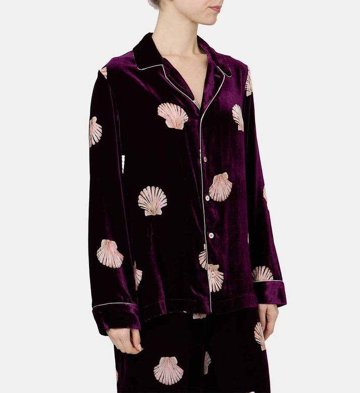 قميص نوم مخمل بطبعة لؤلؤ