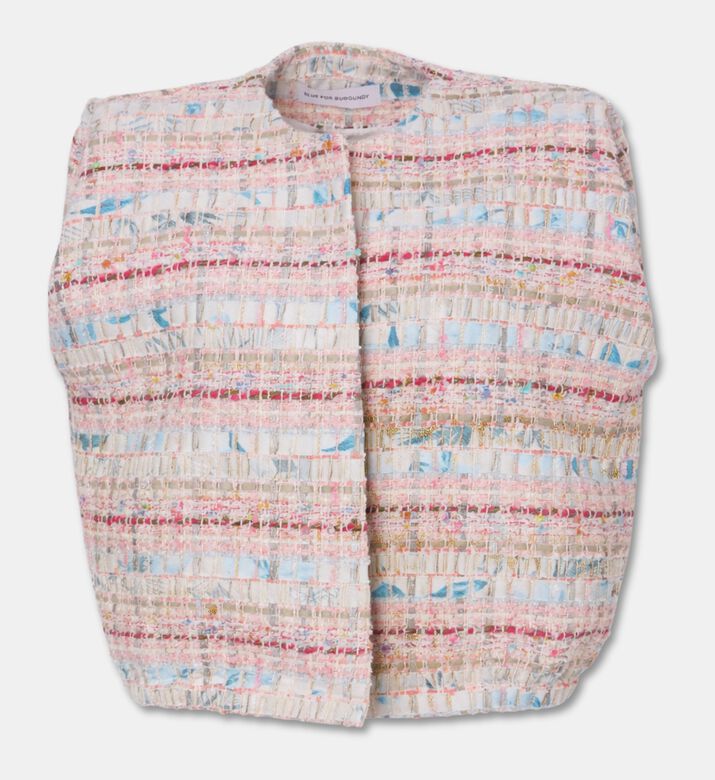 Blue For Burgundy Muli-colored Tweed Cropped Gilet, Packshot View