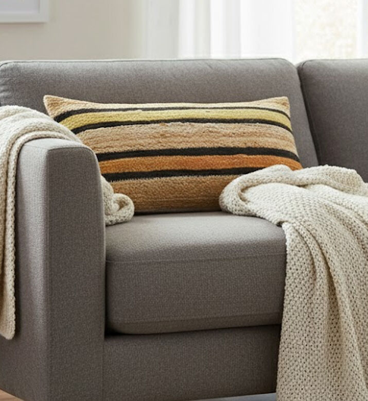 Home Deco and More Parallel Jute Rectangular Filled And Vaccumed Cushion, Packshot View