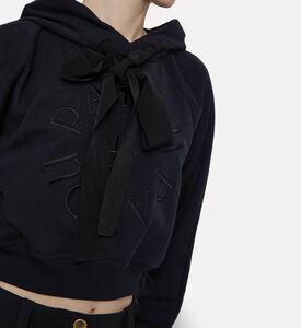 Patou Medallion Oversized Drawstrings Logo Hoodie, Black, L, Model View