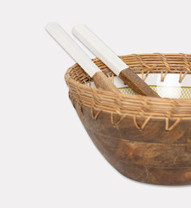 Home Deco and More Cane-woven 2-piece Border Printed Bowl Set, Packshot View