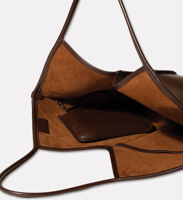 Hereu Calella Distressed Calf Leather Tote Bag, Dark-brown, Packshot View
