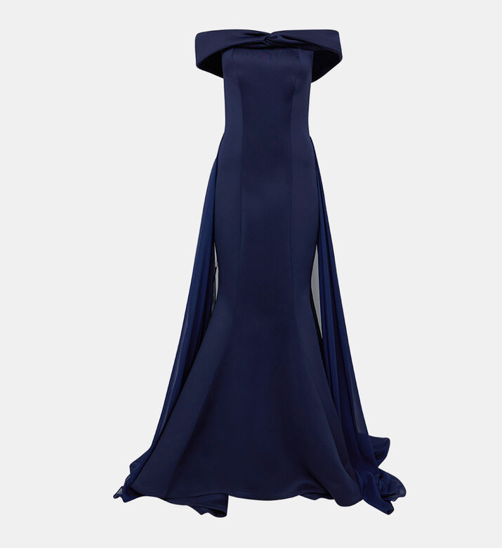 Neoprene Twisted Off-shoulder Dress
