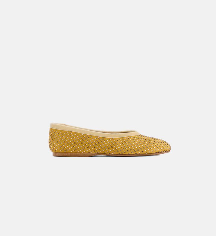 Satin Rhinestone Ballet Flats