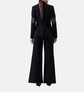 بنطال كريب شبكي عريض الساقين