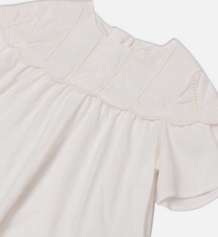 Floral-embroidery Short-sleeve Blouse
