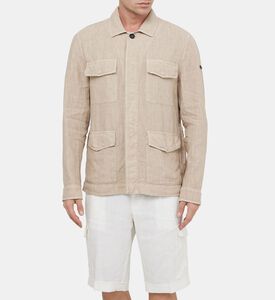 جاكيت كتان متعدد الجيوب