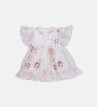Chiffon Shimmering Floral-print Dress