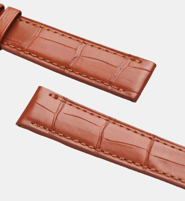 Camille Fournet Satinated Square Scale Watch Strap, Brown, Packshot View Camille Fournet Satinated Square Scale Watch Strap, Brown, Packshot View