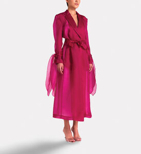 Savanna Silk Organza Summer Coat, Fuchsia, S-m, Model View