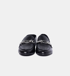 حذاء لوفر جلد بحلي ميتاليك هندسي