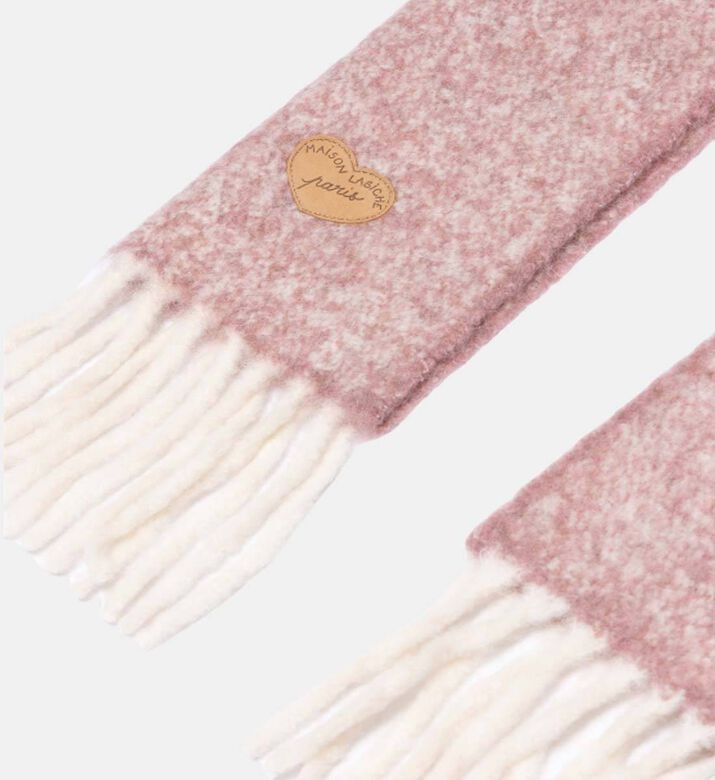 Maison Labiche Knit Fringe-detail Scarf, Pink, Packshot View