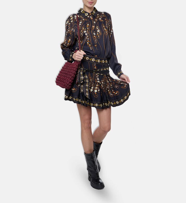 Farm Rio Pleated Floral-print Mini Skirt, Model View